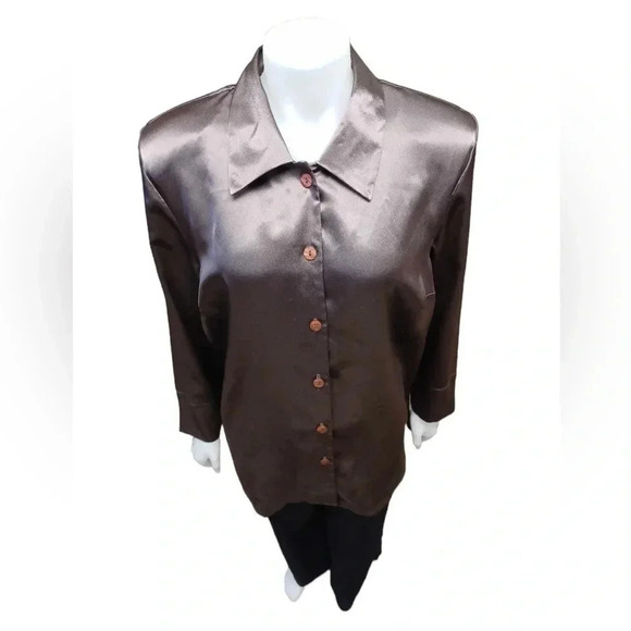 Addition Elle NET Long  Sleeve Metallic Top Size 16 - Picture 2 of 9